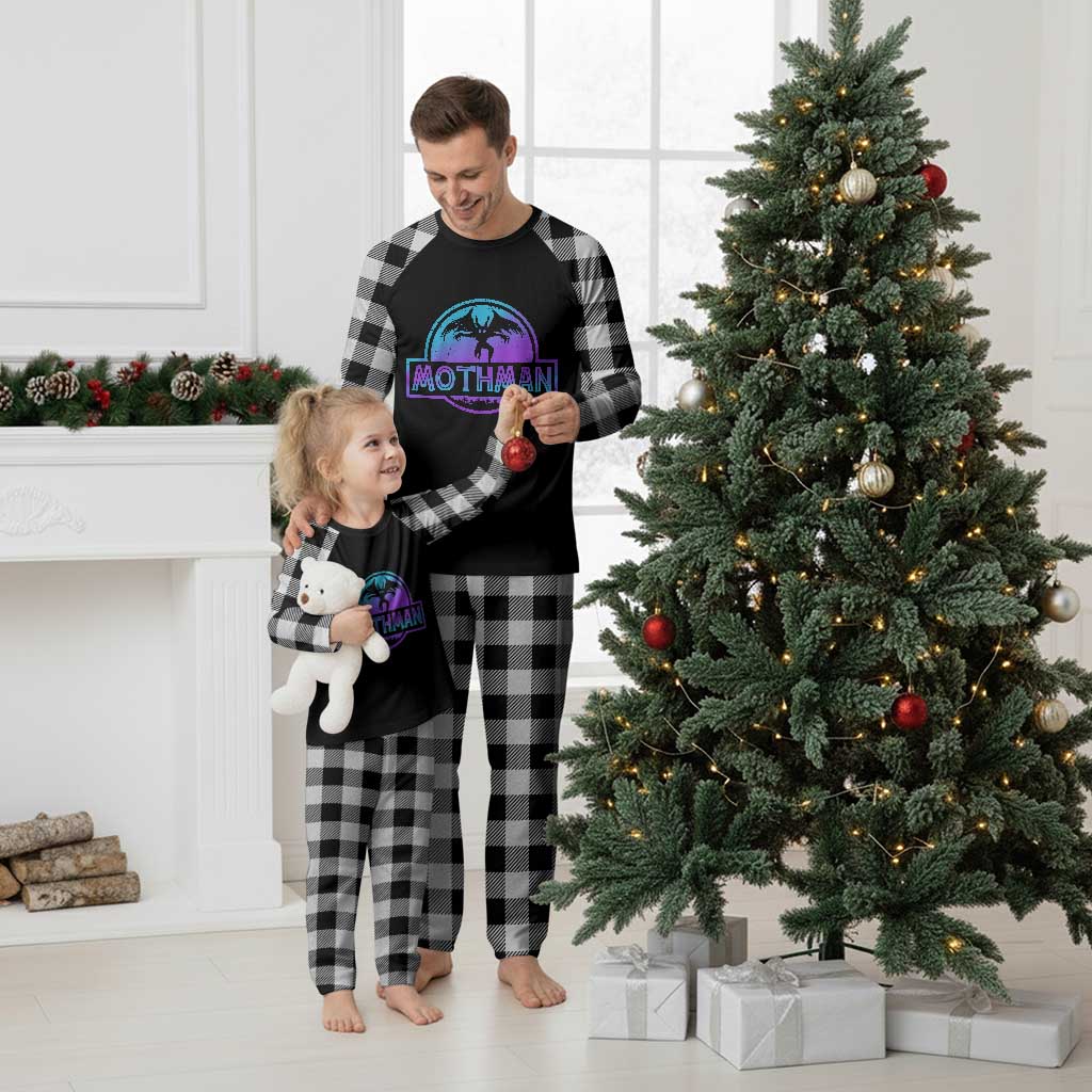 Mothman Plaid Pajama Set Retro Neon Cryptid Paranormal Horror Monster - Wonder Print Shop