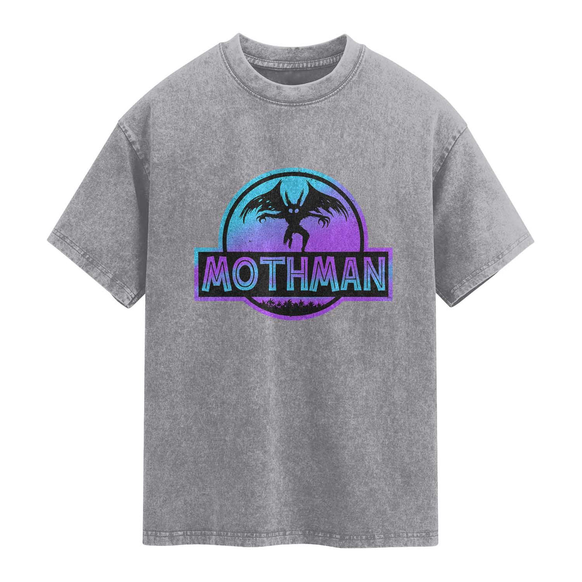 Mothman Washed Cotton T-Shirt Retro Neon Cryptid Paranormal Horror Monster