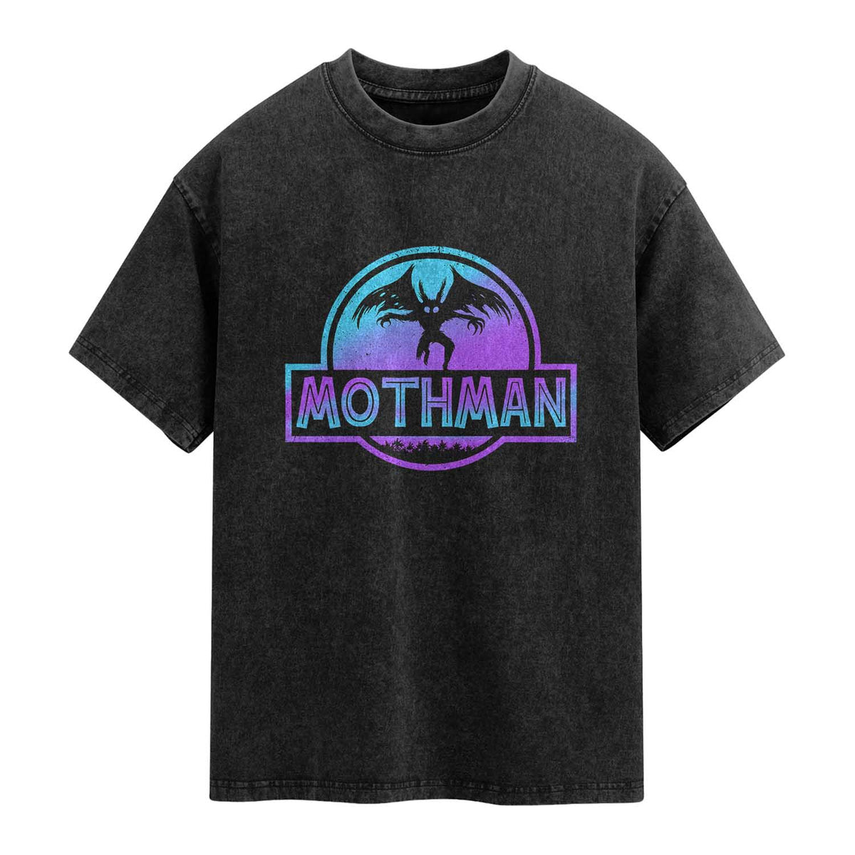 Mothman Washed Cotton T-Shirt Retro Neon Cryptid Paranormal Horror Monster
