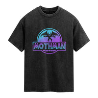 Mothman Washed Cotton T-Shirt Retro Neon Cryptid Paranormal Horror Monster