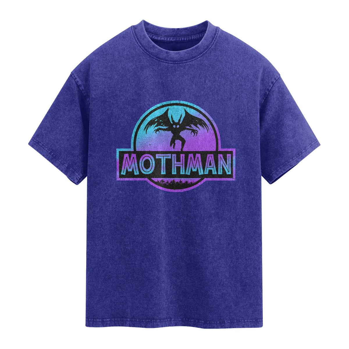 Mothman Washed Cotton T-Shirt Retro Neon Cryptid Paranormal Horror Monster
