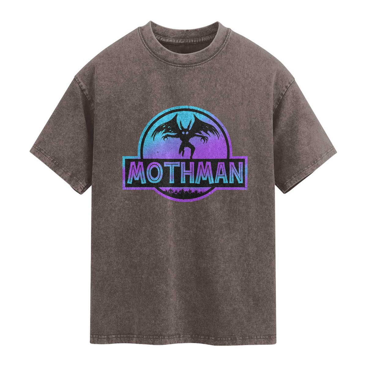 Mothman Washed Cotton T-Shirt Retro Neon Cryptid Paranormal Horror Monster