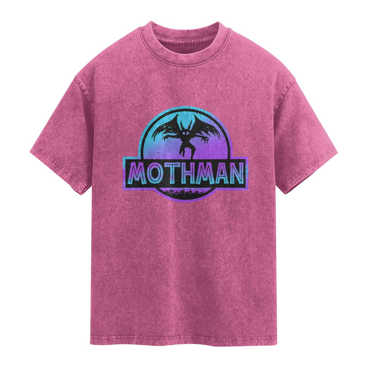 Mothman Washed Cotton T-Shirt Retro Neon Cryptid Paranormal Horror Monster