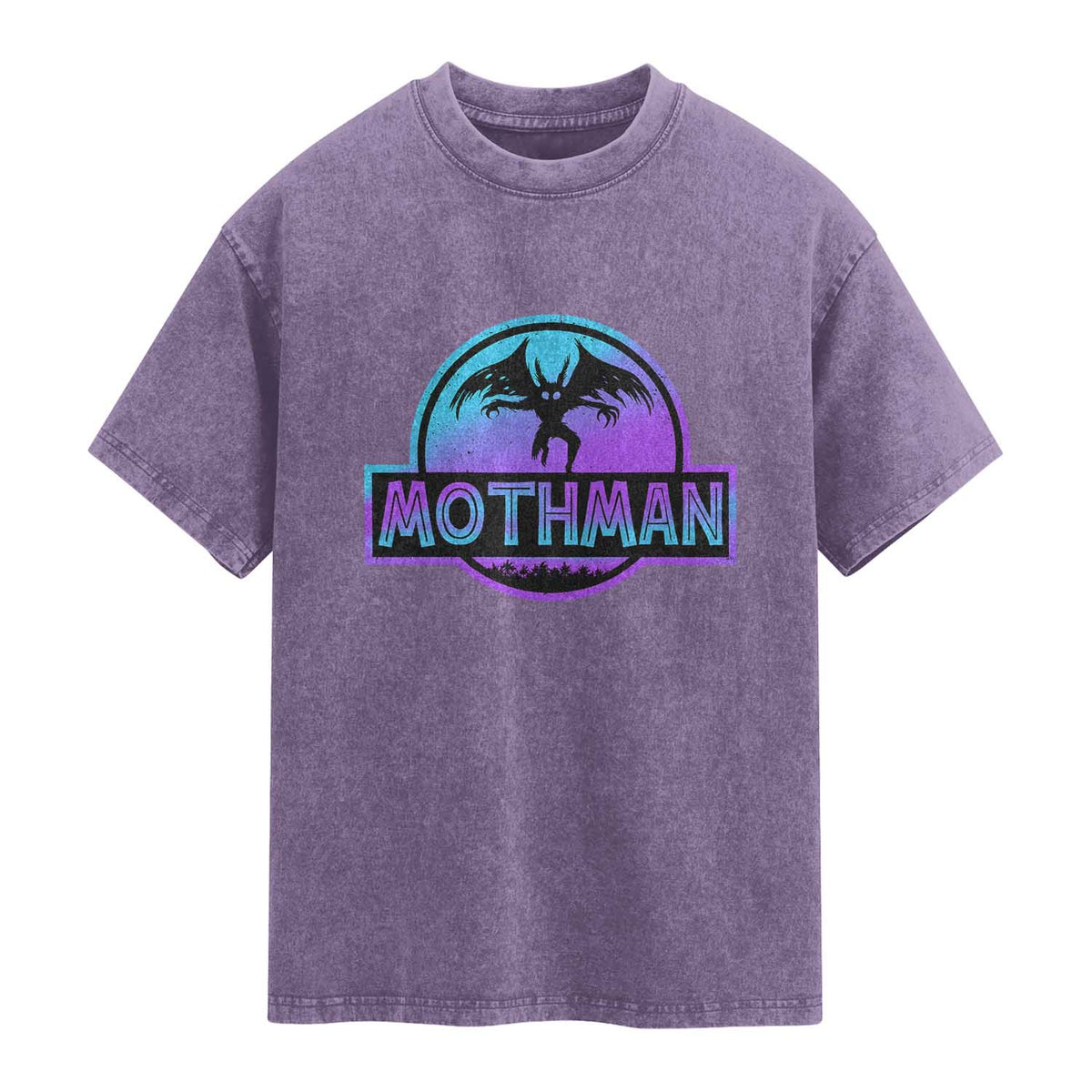 Mothman Washed Cotton T-Shirt Retro Neon Cryptid Paranormal Horror Monster