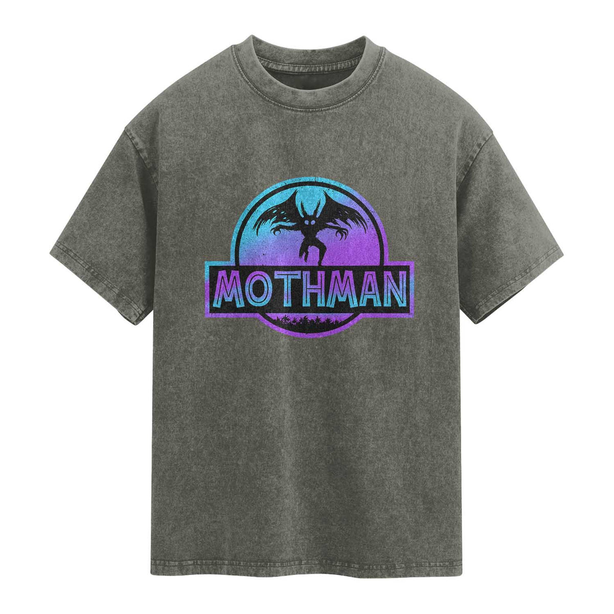 Mothman Washed Cotton T-Shirt Retro Neon Cryptid Paranormal Horror Monster