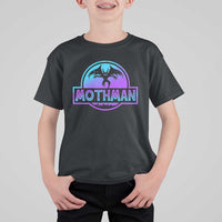 Mothman T Shirt For Kid Retro Neon Cryptid Paranormal Horror Monster - Wonder Print Shop