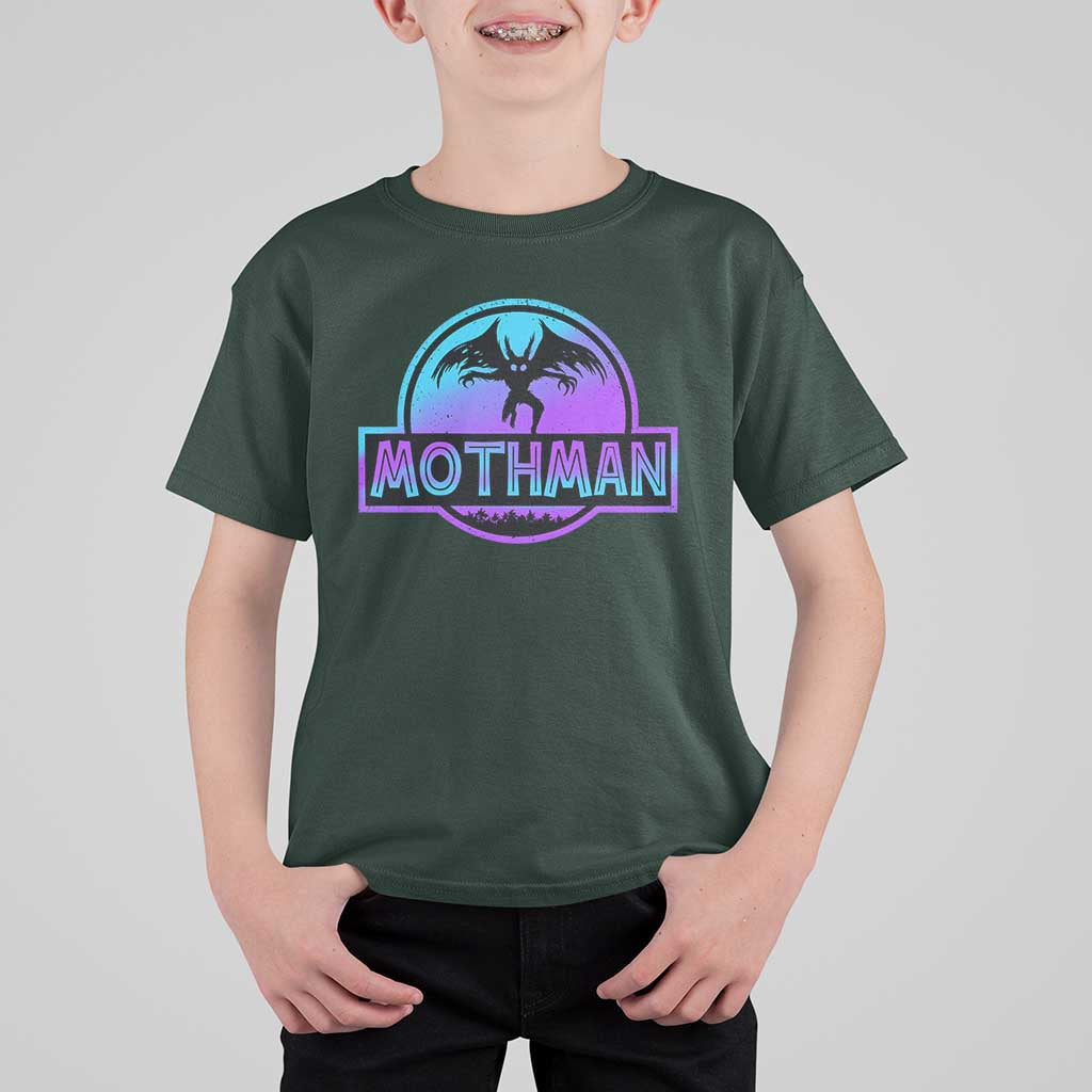 Mothman T Shirt For Kid Retro Neon Cryptid Paranormal Horror Monster - Wonder Print Shop