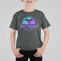 Mothman T Shirt For Kid Retro Neon Cryptid Paranormal Horror Monster - Wonder Print Shop