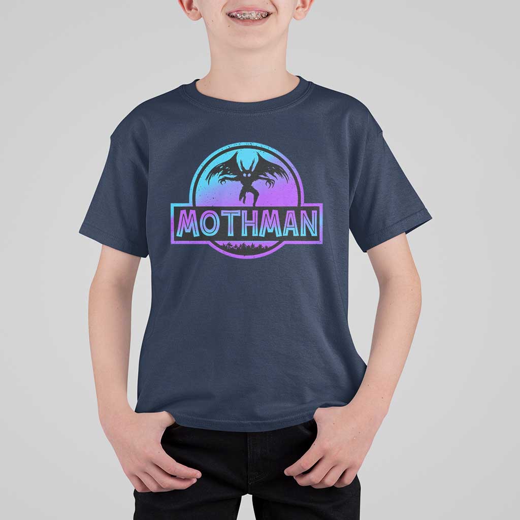 Mothman T Shirt For Kid Retro Neon Cryptid Paranormal Horror Monster - Wonder Print Shop