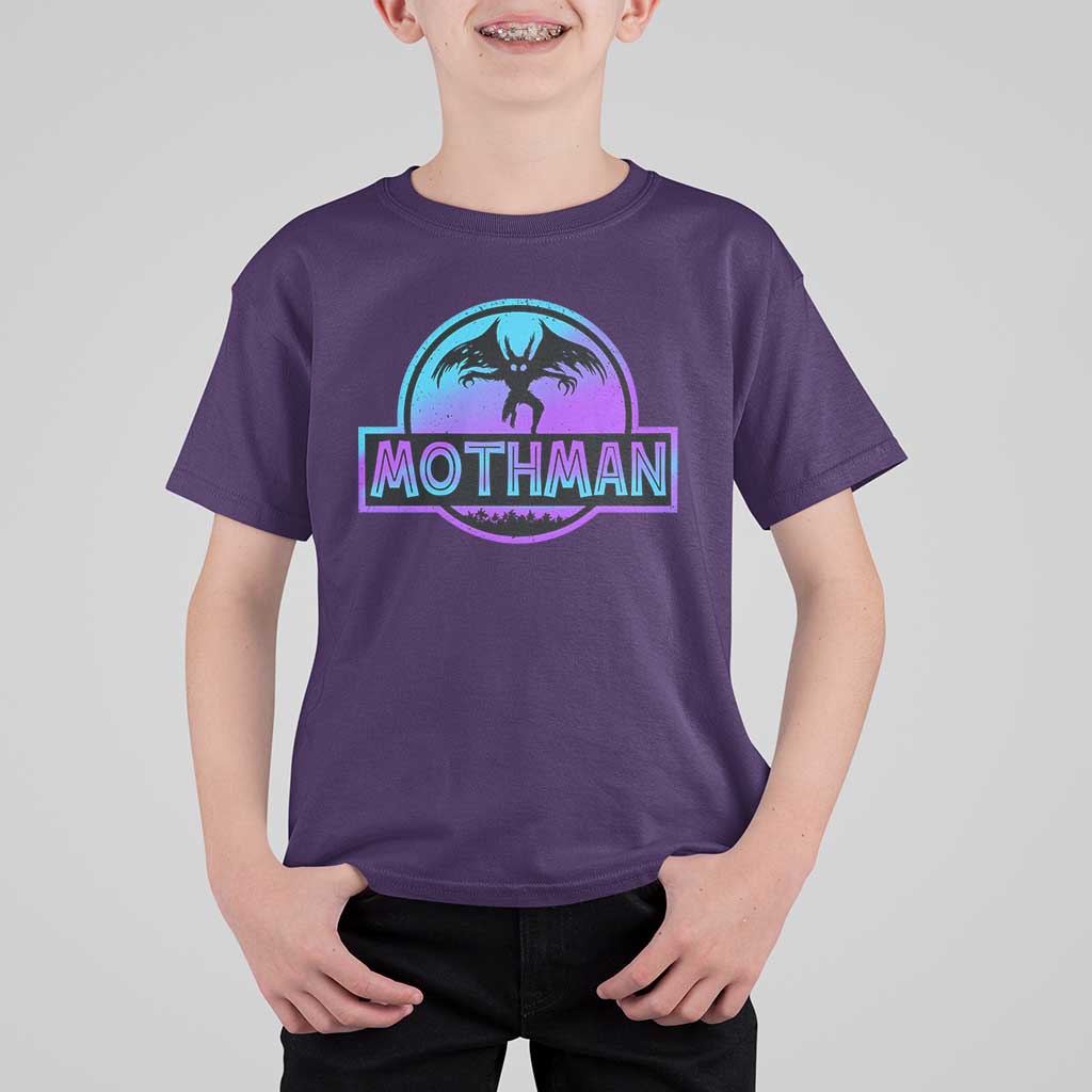 Mothman T Shirt For Kid Retro Neon Cryptid Paranormal Horror Monster - Wonder Print Shop