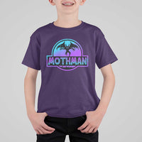 Mothman T Shirt For Kid Retro Neon Cryptid Paranormal Horror Monster - Wonder Print Shop
