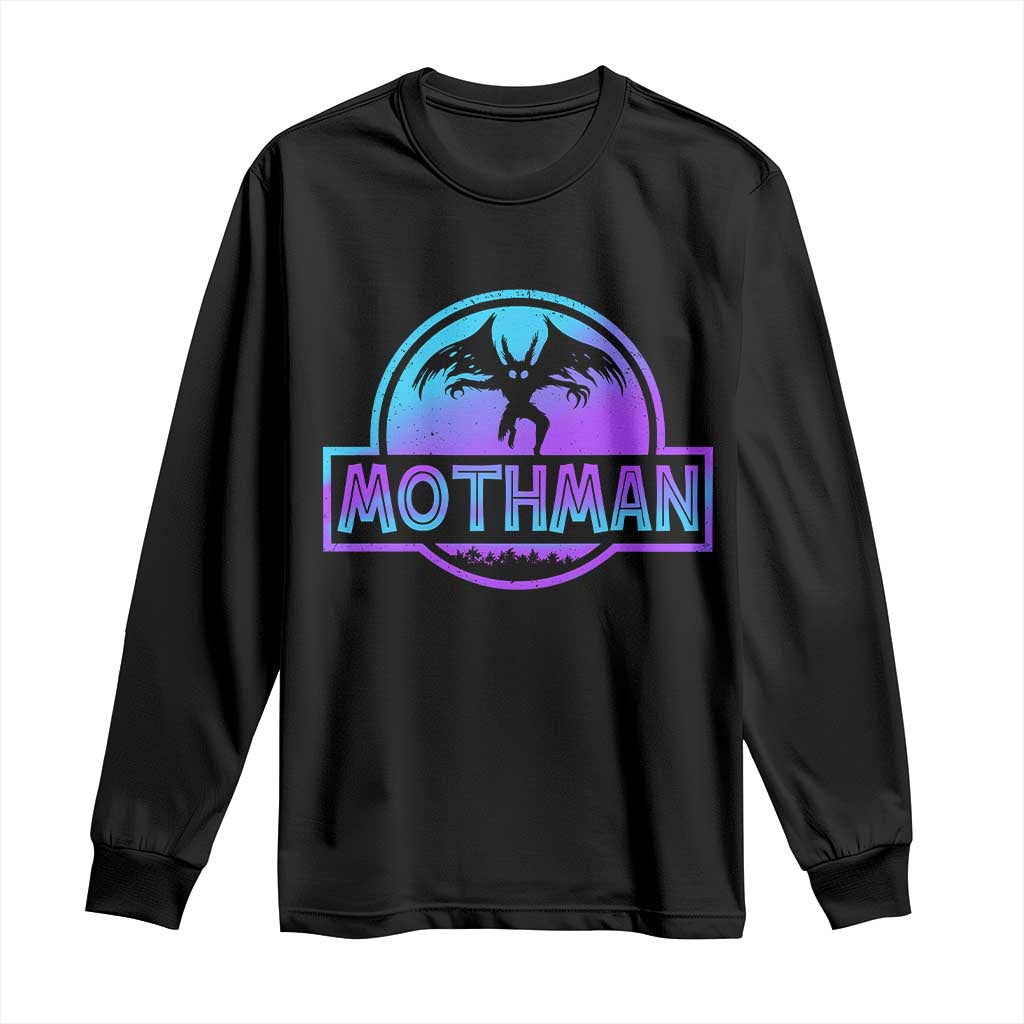 Mothman Long Sleeve Shirt Retro Neon Cryptid Paranormal Horror Monster - Wonder Print Shop