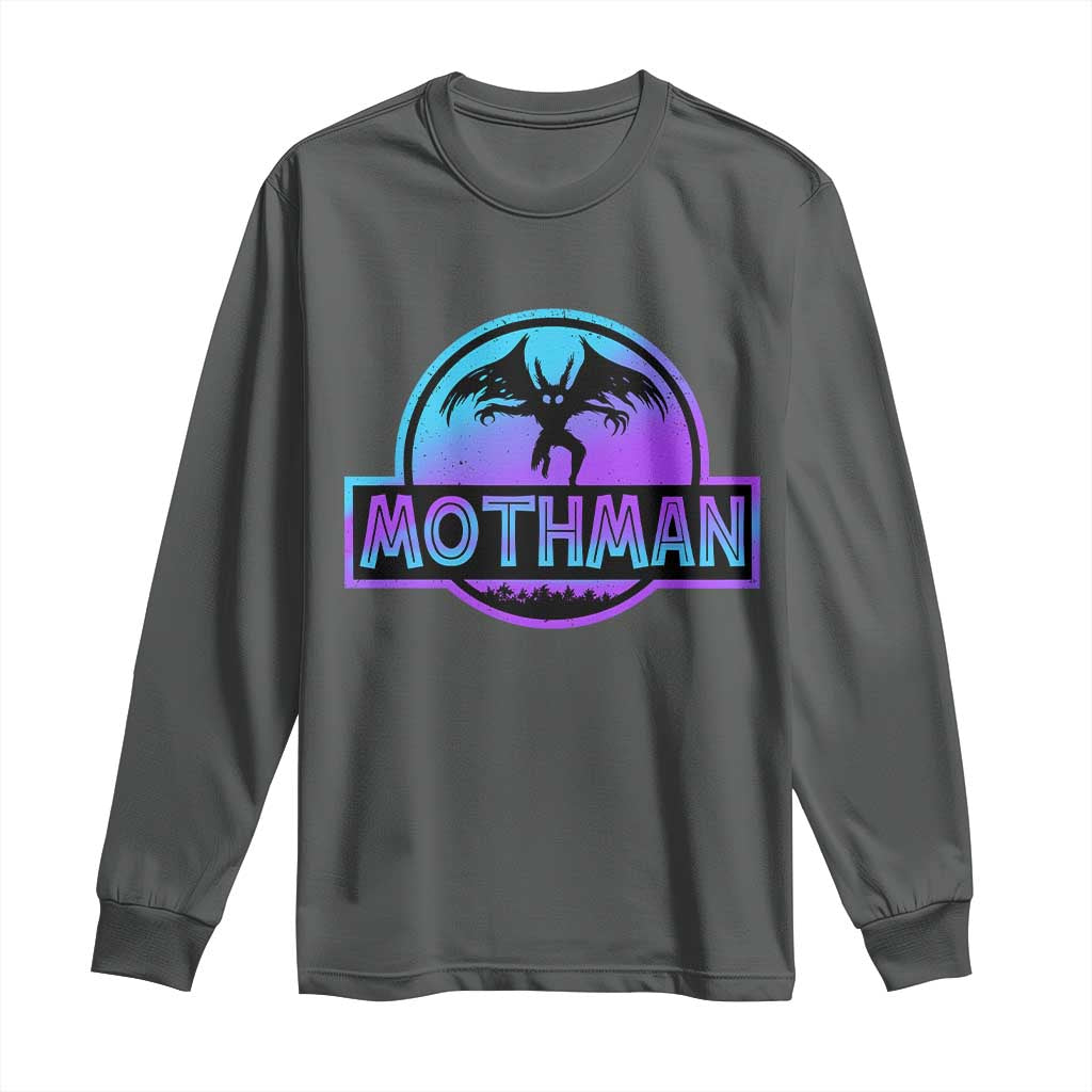 Mothman Long Sleeve Shirt Retro Neon Cryptid Paranormal Horror Monster - Wonder Print Shop