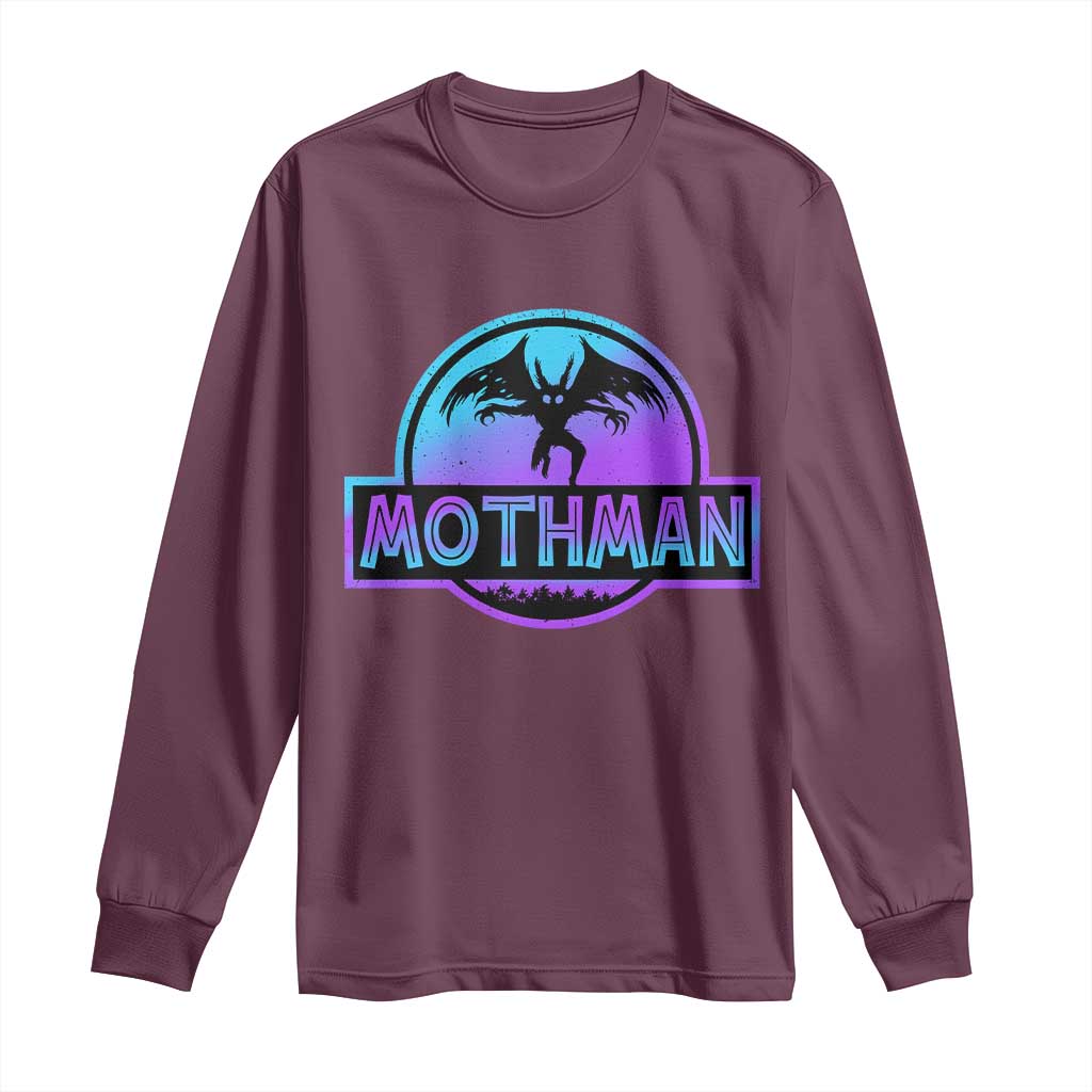 Mothman Long Sleeve Shirt Retro Neon Cryptid Paranormal Horror Monster - Wonder Print Shop
