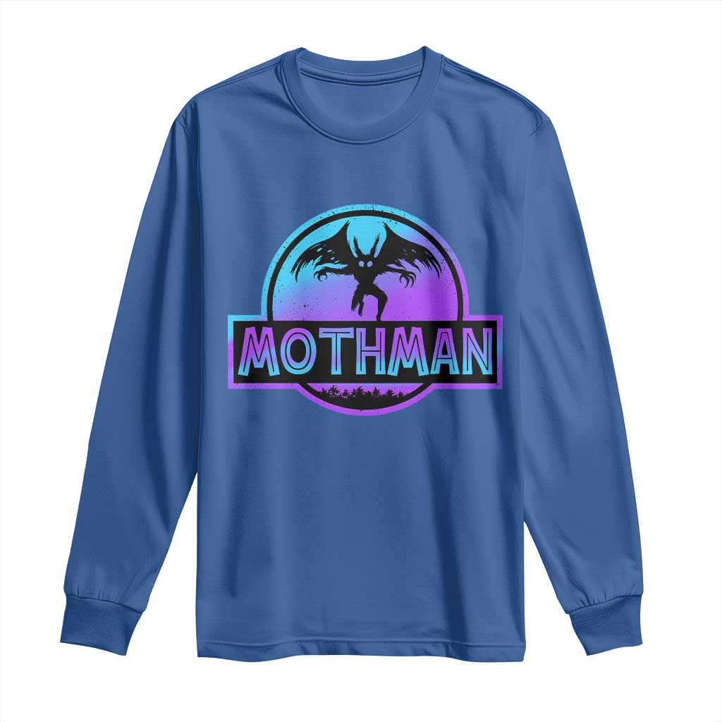 Mothman Long Sleeve Shirt Retro Neon Cryptid Paranormal Horror Monster - Wonder Print Shop