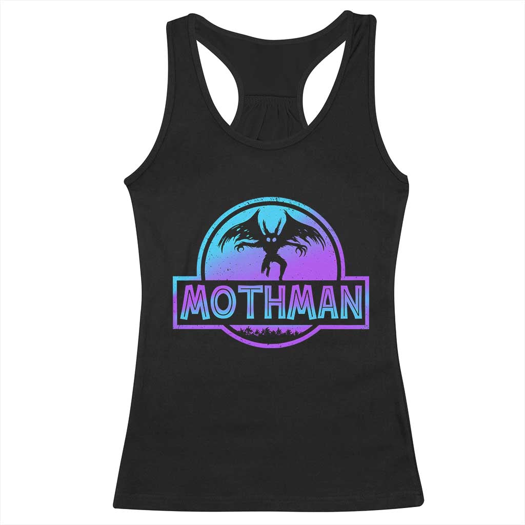 Mothman Racerback Tank Top Retro Neon Cryptid Paranormal Horror Monster - Wonder Print Shop