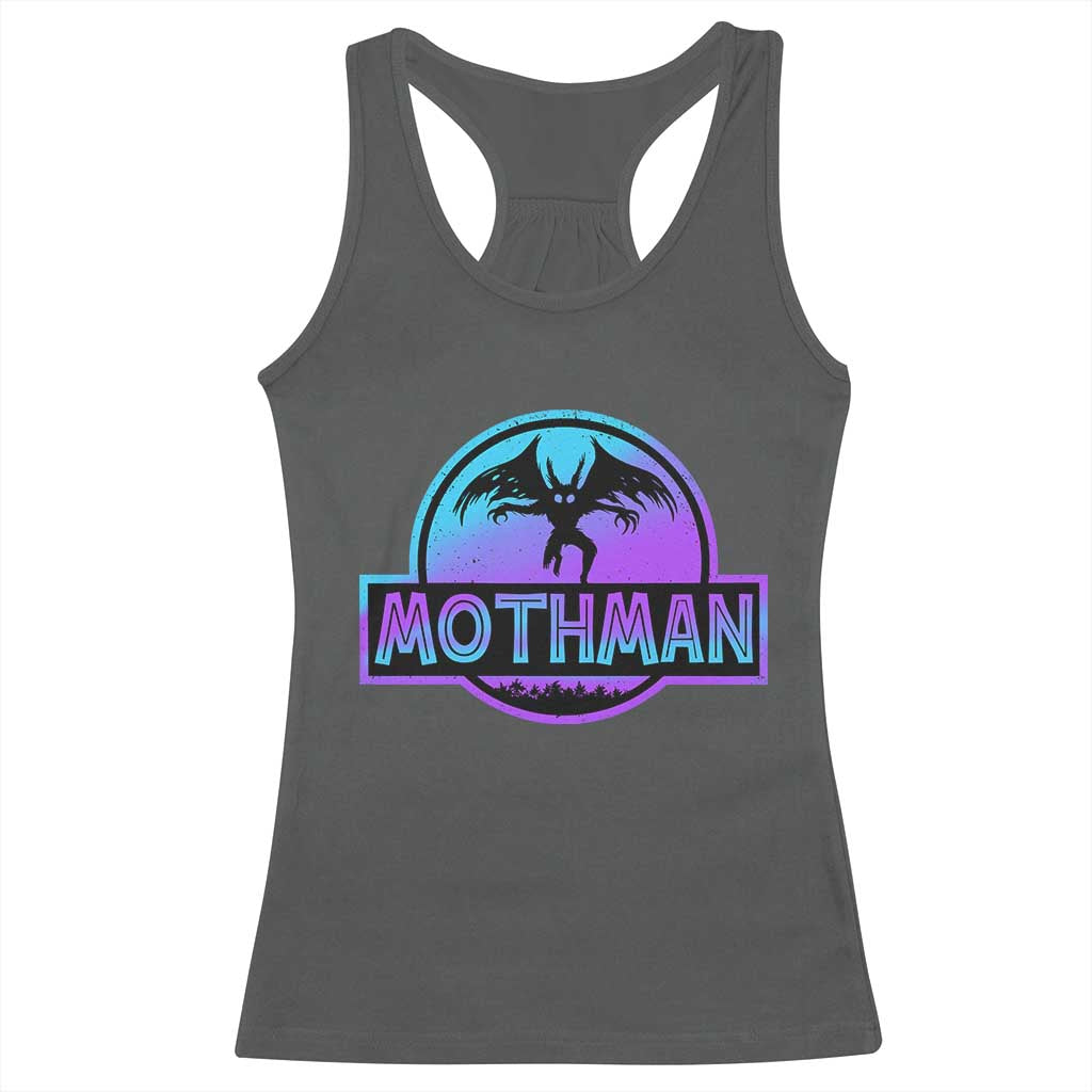 Mothman Racerback Tank Top Retro Neon Cryptid Paranormal Horror Monster - Wonder Print Shop