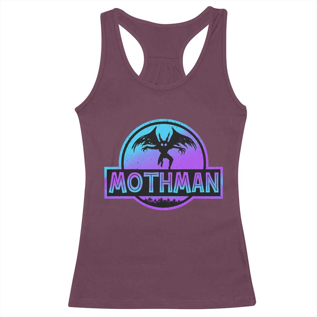 Mothman Racerback Tank Top Retro Neon Cryptid Paranormal Horror Monster - Wonder Print Shop