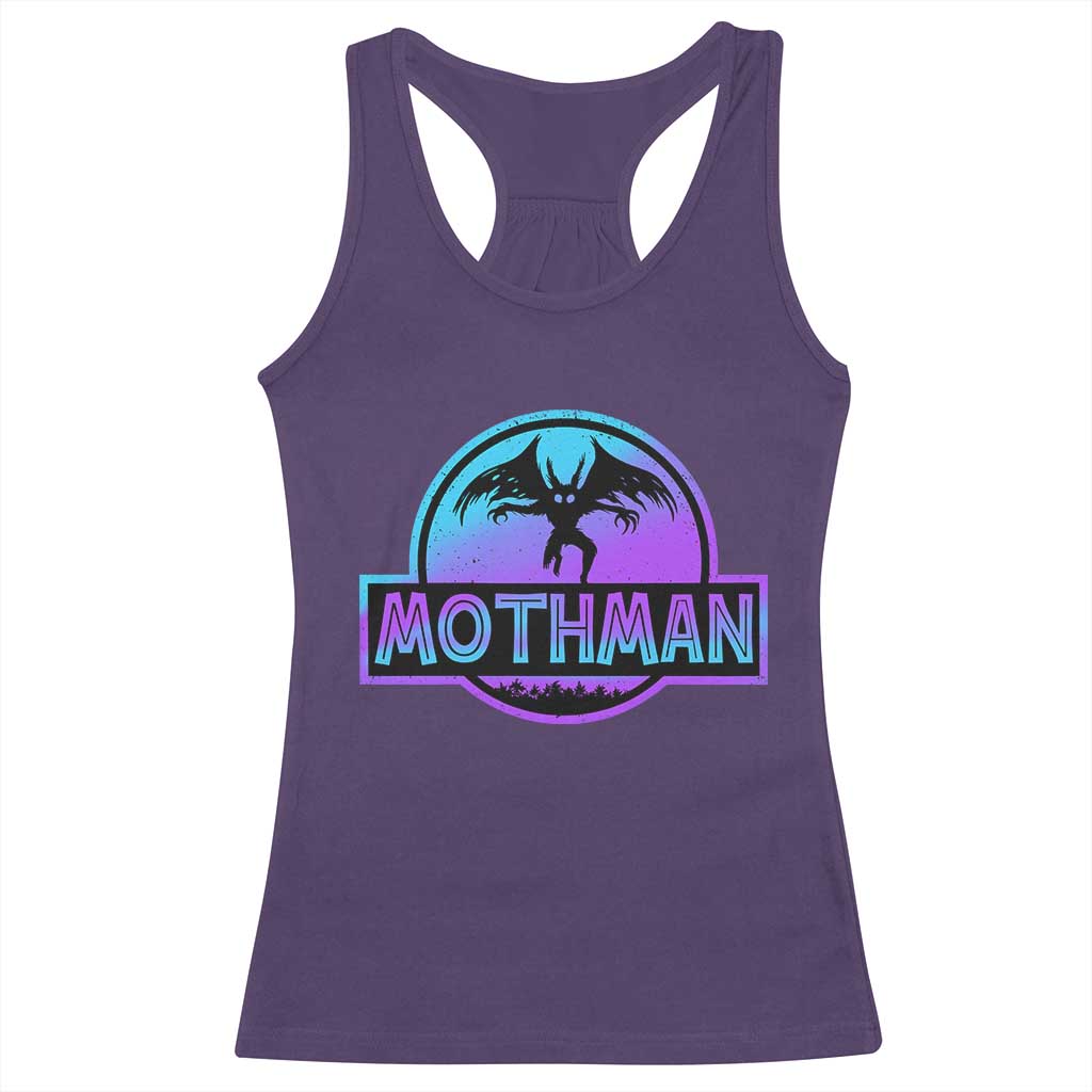 Mothman Racerback Tank Top Retro Neon Cryptid Paranormal Horror Monster - Wonder Print Shop