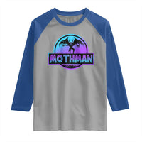 Mothman Raglan Shirt Retro Neon Cryptid Paranormal Horror Monster - Wonder Print Shop