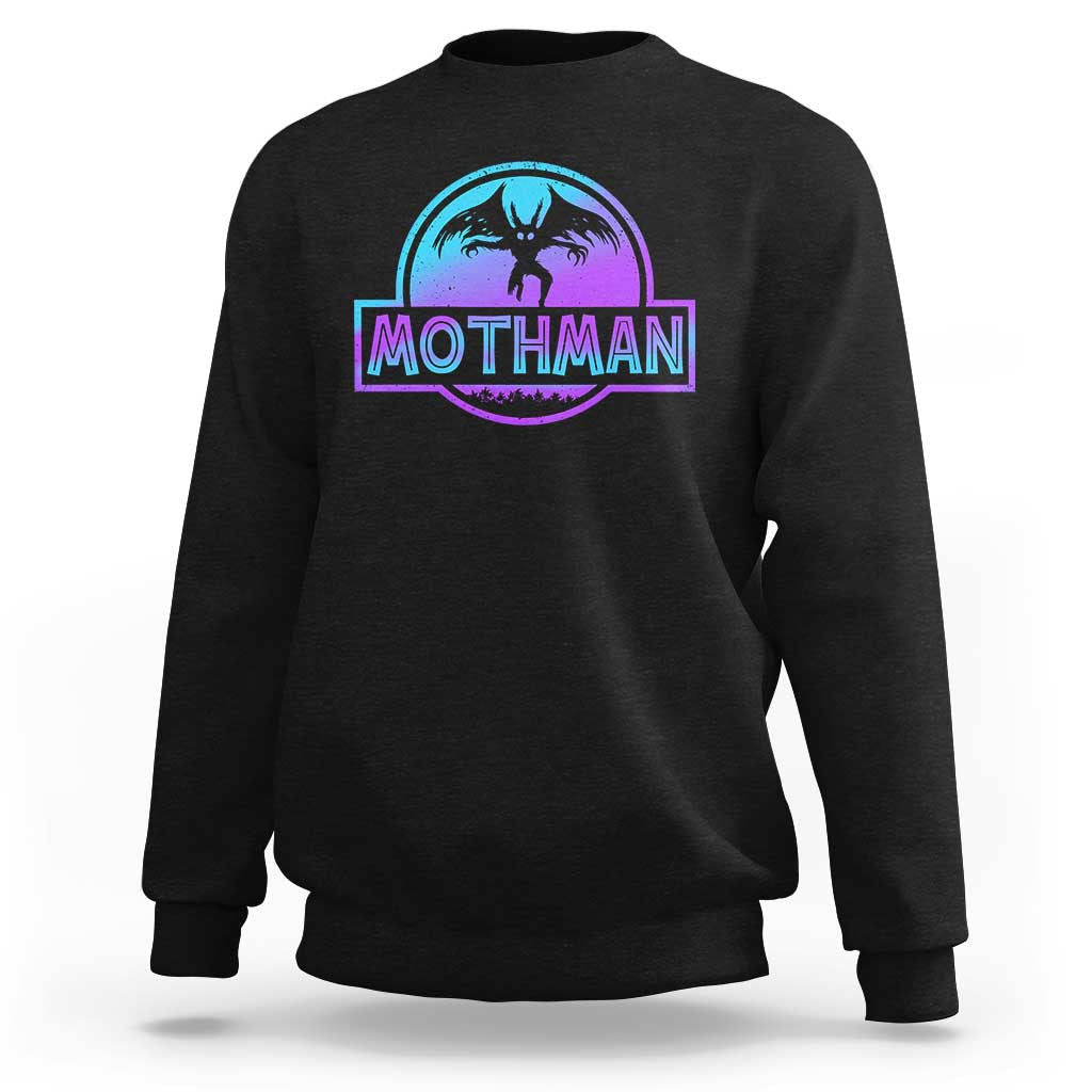 Mothman Sweatshirt Retro Neon Cryptid Paranormal Horror Monster - Wonder Print Shop