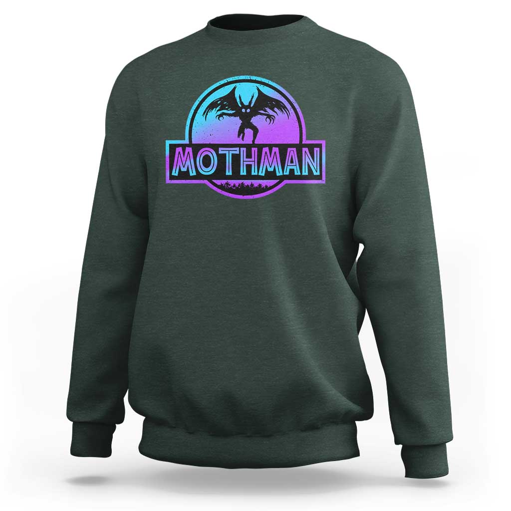 Mothman Sweatshirt Retro Neon Cryptid Paranormal Horror Monster - Wonder Print Shop