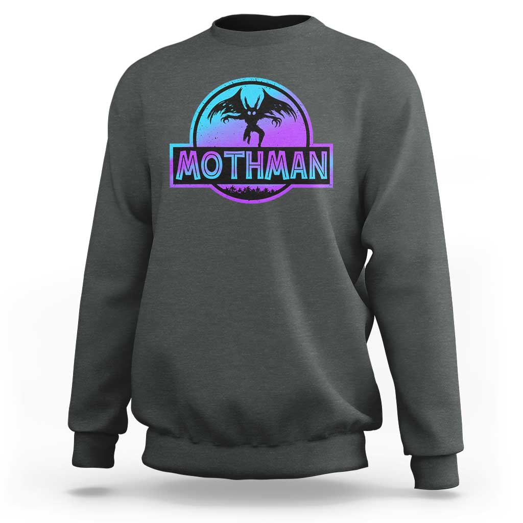 Mothman Sweatshirt Retro Neon Cryptid Paranormal Horror Monster - Wonder Print Shop