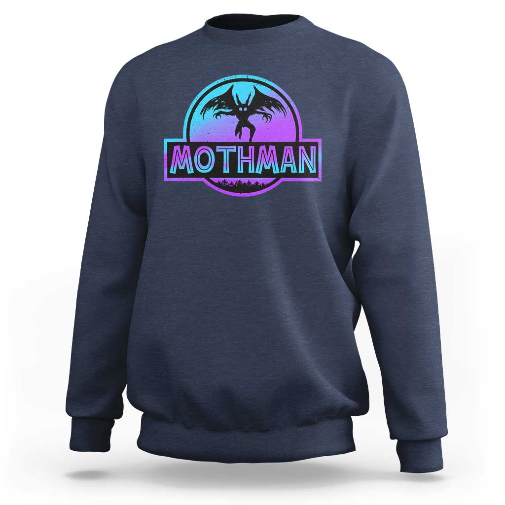 Mothman Sweatshirt Retro Neon Cryptid Paranormal Horror Monster - Wonder Print Shop