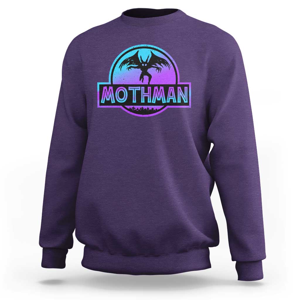 Mothman Sweatshirt Retro Neon Cryptid Paranormal Horror Monster - Wonder Print Shop