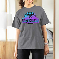 Mothman T Shirt For Women Retro Neon Cryptid Paranormal Horror Monster - Wonder Print Shop