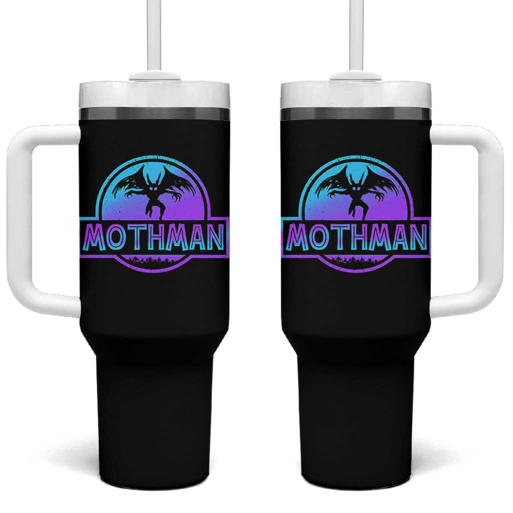 Mothman Tumbler With Handle Retro Neon Cryptid Paranormal Horror Monster - Wonder Print Shop