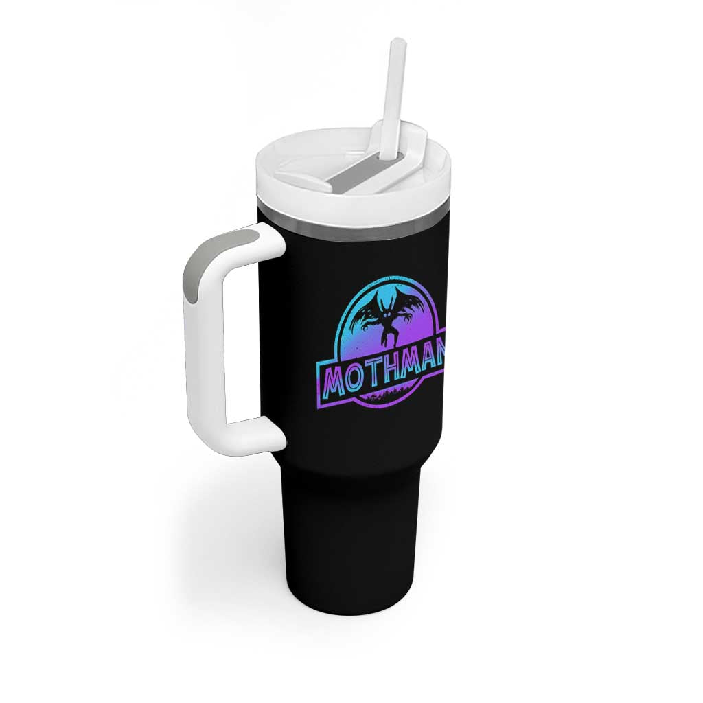 Mothman Tumbler With Handle Retro Neon Cryptid Paranormal Horror Monster - Wonder Print Shop