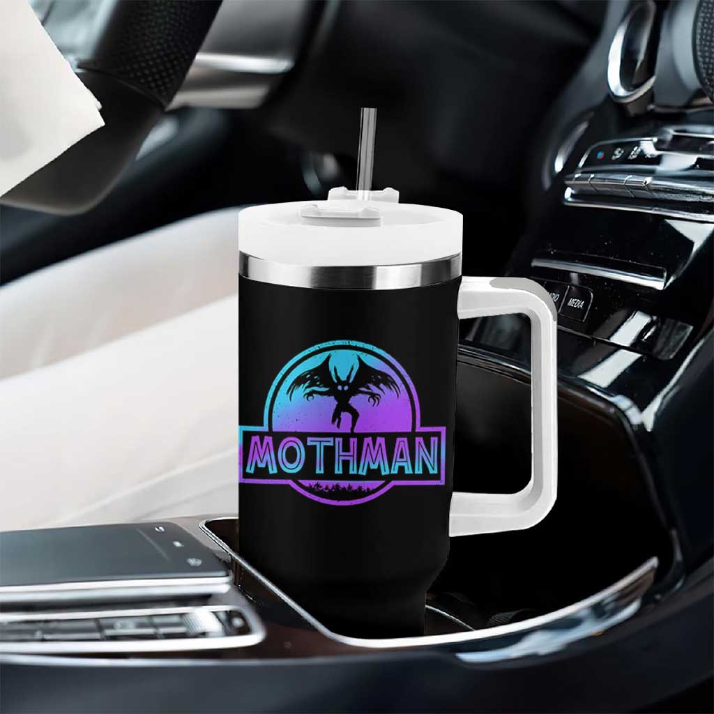 Mothman Tumbler With Handle Retro Neon Cryptid Paranormal Horror Monster - Wonder Print Shop