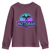 Mothman Youth Sweatshirt Retro Neon Cryptid Paranormal Horror Monster - Wonder Print Shop
