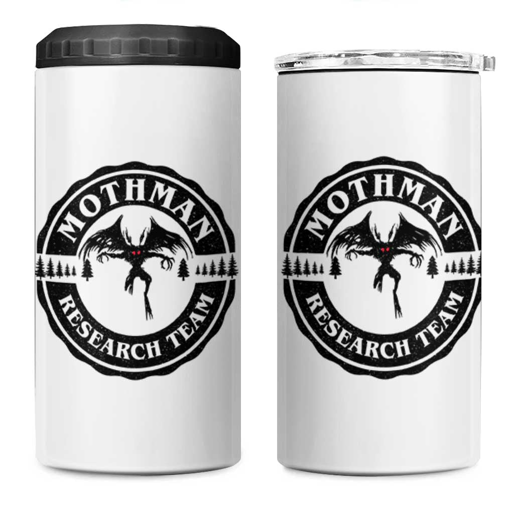 Mothman Research Team 4 in 1 Can Cooler Tumbler Retro Vintage Cryptid Paranormal Horror Monster Hunter - Wonder Print Shop