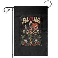 Aloha Skull Garden Flag Hibiscus Flower Hula Dancer Dark Tropical Beach Gothic Hawaiian Vibe