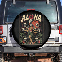 Aloha Skull Spare Tire Cover Hibiscus Flower Hula Dancer Dark Tropical Beach Gothic Hawaiian Vibe