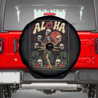 Aloha Skull Spare Tire Cover Hibiscus Flower Hula Dancer Dark Tropical Beach Gothic Hawaiian Vibe