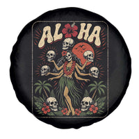 Aloha Skull Spare Tire Cover Hibiscus Flower Hula Dancer Dark Tropical Beach Gothic Hawaiian Vibe