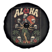 Aloha Skull Spare Tire Cover Hibiscus Flower Hula Dancer Dark Tropical Beach Gothic Hawaiian Vibe
