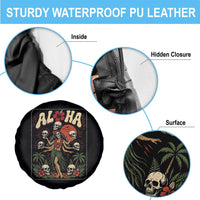 Aloha Skull Spare Tire Cover Hibiscus Flower Hula Dancer Dark Tropical Beach Gothic Hawaiian Vibe