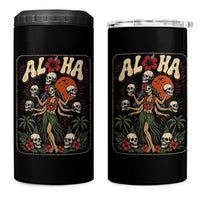 Aloha Skull 4 in 1 Can Cooler Tumbler Hibiscus Flower Hula Dancer Dark Tropical Beach Gothic Hawaiian Vibe