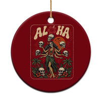 Aloha Skull Ceramic Ornament Hibiscus Flower Hula Dancer Dark Tropical Beach Gothic Hawaiian Vibe