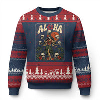 Aloha Skull Ugly Christmas Sweater Hibiscus Flower Hula Dancer Dark Tropical Beach Gothic Hawaiian Vibe