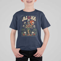 Aloha Skull T Shirt For Kid Hibiscus Flower Hula Dancer Dark Tropical Beach Gothic Hawaiian Vibe