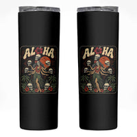 Aloha Skull Skinny Tumbler Hibiscus Flower Hula Dancer Dark Tropical Beach Gothic Hawaiian Vibe