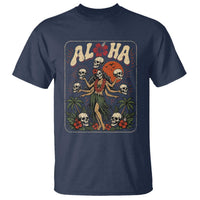 Aloha Skull T Shirt Hibiscus Flower Hula Dancer Dark Tropical Beach Gothic Hawaiian Vibe