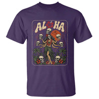 Aloha Skull T Shirt Hibiscus Flower Hula Dancer Dark Tropical Beach Gothic Hawaiian Vibe