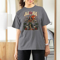 Aloha Skull T Shirt For Women Hibiscus Flower Hula Dancer Dark Tropical Beach Gothic Hawaiian Vibe