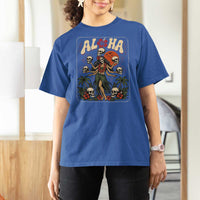 Aloha Skull T Shirt For Women Hibiscus Flower Hula Dancer Dark Tropical Beach Gothic Hawaiian Vibe